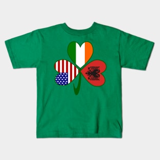 Albania Ireland USA Flags Shamrock Kids T-Shirt